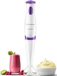 Longway Blendy Hand Blender with Stainless Steel Blades | Detachable Anti Splash Plastic Foot | Perfect for Smooth Blends (300 W, Purple)