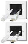 Auline Black Brush White Surround Single 1 Gang Wall Outlet Cable Entry Plate Tidy Mount Face Plate Wall Plate (2)