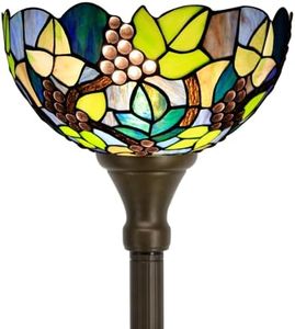 ZJART Tiffany Floor Lamp Torches Stained Glass Lamp 12X12X67 Inch Standing Corner Antique Light (Amber Grape)