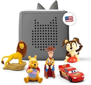 Toniebox Audio Player Starter Set with Woody, Lightning McQueen, Simba, Winnie-The-Pooh, and Playtime Puppy - Listen, Learn, and Play with One Huggable Little Box - Gray