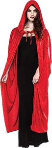 Rubies Red Full Length Adult Velvet Cape With Hood Adult One Size