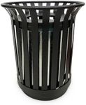 Anxeit Outdoor Metal Slatted Trash Receptacle,Waste Receptacle，Commercial Trash Cans,Zone Round Garbage Bin,Square Hotel Street Patio Indoor Metal Stan (Large - Black)