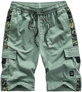 XinYangNi Men's Cargo Shorts Elastic Waist Relaxed Fit Cotton Casual Outdoor Lightweight Work Shorts Multi-Pockets