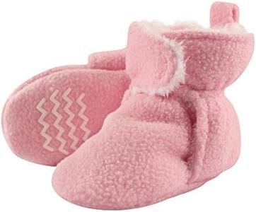 Hudson Baby unisex baby Cozy Fleece and Sherpa Booties Slipper Sock, Light Pink, 12-18 Months Infant US