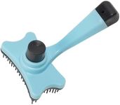 DDOXX Dog and Cat Brush - Self Cleaning Pet Brush - Pet Hair Brush Accessories - Dog Deshedding Brush for Grooming Dogs, Cats, Rabbits - Shedding Tool for Pets with Short & Long Hair - Blue