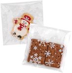 NPLUX 100PACK Christmas Treat Bags Self Adhesive Cookie Bags Snowflake Gift Bags for Christmas Party Favors(Clear Snowflake,3.9x3.9 INCH)