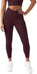 YITTY Active Women's UltraLuxe Crossover High-Waist Legging, Athleisure, 4-Way-Stretch, Burgundy, XS, 7/8 Length