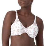 Bali Womens Passion for Comfort Minimizer Bra, Full-Coverage Underwire Bra, Seamless Cups, White Floral Print, 40DDD