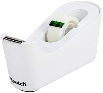 Scotch Tape Dispenser, White, Great for School or Office and includes 1 Roll of Scotch Magic Tape 3/4 in x 350 in