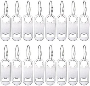 16 Pieces Stainless Steel Flat Bottle Opener with Keychain Personalized Bottle Opener 3.46 x 1.26 Inches for Men Women Bartender Kitchen Bar Restaurant Tools (Silver)