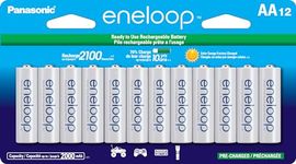 Panasonic BK-3MCCA12FA eneloop AA 2100 Cycle Ni-MH Pre-Charged Rechargeable Batteries, 12 Pack