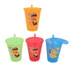 PUTHAK BPA Free Fun Cartoon Printed Bright Color Straw Cup Sipper Glass with Lid for Toddler, Kids, Boys/Girls (Multicolor) (4)