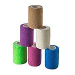 Self Adherent Wrap - Bulk Pack of 6, Athletic Tape Rolls and Sports Wraps, Self Cohesive Non-Woven Adhesive Bandage (3 In x 5 Yards) FDA Approved for Ankle Sprains & Swelling