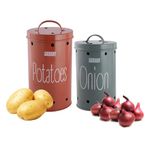 HAZEL Onion Potato Storage Container For Kitchen (Red & Grey, Potato & Onion)