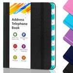 Address Book with Alphabetical Tabs, Portable Address Telephone Book, Hardcover Address Organizer and Password Keeper - Record Contacts, Anniversaries, Birthdays 6.1x4.7" – Black