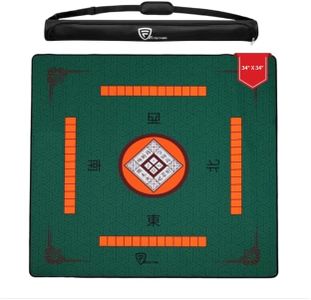 Feltectors Mahjong Mat for Table, 32 x 32 Inches Neoprene Rubber Anti Slip and Noise Reduction Gaming Mat for Mah Jongg with Storage Case(Green)