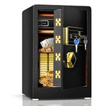 GiantexUK Electronic Security Safe Cash Box, Digital Keypad Safety Box with Dual Alarm System & 3 Opening Ways, Steel Jewelry Money Document Safe Cabinet for Home (38x36x58cm, with Built-in Safe)