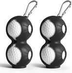 Golf Ball Holder Silicone and Tees Holder Leather Value 2 Pack Set with 7 USA Flag Tee 3 1/4 Inch, Attachable to Golf Carry Bag Belt Gifts Accessories (2 Pack in Black)