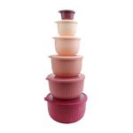 COOK WITH COLOR Prep Bowls with Lids- Deep Mixing Bowls Nesting Plastic Small Mixing Bowl Set with Lids (Ros)