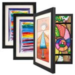 Ciscle Kids Art Frame, Pack of 3 A4 Artwork Frames for Kids, 8.7x11.8 Front Opening Picture Frame Hold up to 150 Paintings, Ideal for Children's Drawings, Art Projects, School, Home (Black)