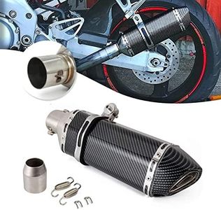 JFG RACING Slip On Exhaust Motorcycle Muffler Pit Dirt Bike Exhaust ATV Muffler,1.5-2" Universal for Street Bike Pit Bike Scooter ATV