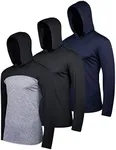 3 Pack: Men’s Big and Tall Quick Dry Fit Wicking Long Sleeve Fishing Active Athletic Hoodie Hooded T Shirt Workout Running Fitness Gym Sports Casual Sweatshirt UPF 50 Outdoor Hiking- Set 1, 4X