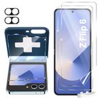 TQLGY for Samsung Galaxy Z Flip 6 Screen Protector, 2 Pack Inner Flexible TPU Film+2 Pack Back Tempered Glass Screen Protector+2 Pack Camera Lens Protector with Alignment Tool, HD Clear, Case Friendly
