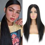 Peruvian Straight Lace Front Human Hair Wigs For Black Women 13x6 T Part Transparent Lace Front Wigs Human Hair Pre Plucked Hairline with Baby Hair 150% Density Natural Color 20 Inch