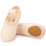 OLORA Women's Canvas Ballet Shoes Dance Slippers Split Sole Practice Shoes for Kids/Girls/Adults,Pink,10 M US