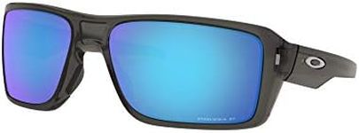 Oakley Men's Double Edge Grey Smoke Frame/Prizm Sapphr Irid Polar Lens Rectangular Polarised Sunglasses