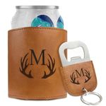 COSHAYSOO Beverage Can Cooler Sleeve Bottle Opener Keychain Set Personalized Initial Groomsmen Proposal Gifts Dad Grandpa Fathers Day Presents Wedding Party Favors Letter M