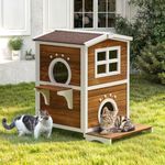 YITAHOME Two Story Outdoor Cat House for 2 Cats, Large Feral Cat Shelter Weatherproof, 2 Story Outside Cat House for Multiple Cats