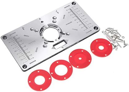 KATSU Plaque d'insertion de table de toupie en aluminium, Plaque de Défonceuse avec 4 Anneaux et Vis pour Bancs de Menuiserie