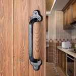 INIRET 2 Packs Rustic Gate Handle,9 Inch Cast Iron Sliding Barn Door Handle,Black Vintage Metal Gate Pull Handle Fence Handle Antique Long Cabinet Handles for Interior,Drawer,Outdoor,Garage,Closet