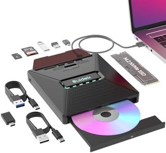 SUIDEK External CD DVD Drive for Laptop, 7 in 1 Portable CD DVD +/-RW Burner Reader with M.2 NVMe Interface,SD/Micro SD Card Slots and USB A Type C 2.0, Compatible with Laptop PC Mac Windows Linux