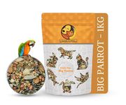 Foodie Puppies Parrot Bird Food for Big Parrot Birds - (1kg, Pouch) Mix Seeds Fortified with Almonds, Peanuts, Pumpkin Seeds & Red Chillis for African Grey, Macaw, Cockatoo, Indian & Other Parrots.