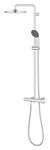 GROHE Vitalio Start 250 - Shower System with Exposed Thermostatic Mixer Valve (Water Saving Technology, Round Head Shower 25 cm, 2-Spray Hand Shower 10 cm, Swivable 39 cm Shower Arm), Chrome, 26816000