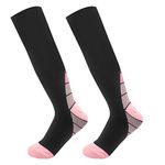 CHEERYMAGIC Compression Socks for Men & Women Graduated Medical Grade Athletic Fit Stockings for Running Sports Nurses Flight Travel A2-JBYSW (Pink-S/M)