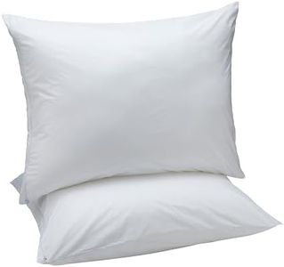 Amazon Basics Down Alternative Pillows for Back and Side Sleepers, Medium Density, Standard - Hypoallergenic 2-Piece Set with Pillow Protector Cases, Pack of 2, White, 26" L x 20" W