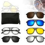 Replaceable lens 6 -in -1 Sunglasses Set Polarized Sunglasses for Men and Women UV400 Lens UV Blocking (TR material)