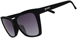 goodr New Wave Renegade Polarized Sunglasses, Medium Sized (Glam G), Black Solid Cat-Eye Frames with Black Gradient Lenses, Dark to Light Tint, UV400 Protection, No Slip, No Bounce