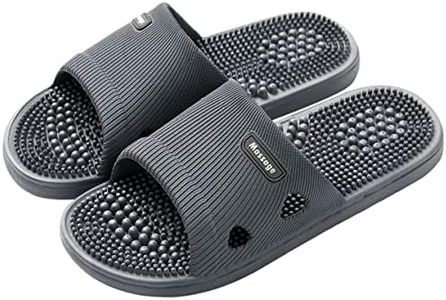 Acupressure Massage Slippers for Plantar Fasciitis for Women Acupuncture Slippers Arthritis Neuropathy Pain Relief Non-Slip Massage Sandals Women Stress Relief Gifts for Bath ( Men 6.5-7.5, Dark Gray)