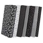 Cotton Craft Fabric Bundle Patchwork,Fabric Fat Quarters Bundles 7PCS 50 x 50cm Fat Squares Sewing Patchwork Different Pattern Cloths DIY Scrapbooking Artcraft (Black)