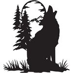 NBFU Decals Wolf Pine Tree Forest Moutain Wildlife 1 (Black) (Set of 2) Premium Waterproof Vinyl Decal Stickers for Laptop Phone Accessory Helmet Car Window Bumper Mug Tuber Cup Door Wall Decoration