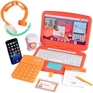 Born Toys Kids Pretend Play - Work from Home Office Toys w/Kids Laptop, Headset, Toy Phone w/LED & Sounds for Ages 3-7