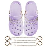 Bling Shoe Charms for Girls and Women 2 Pieces Glitter Pearl Shoe Chains Alloy Cool Trendy Shoe Decoration Accessories