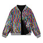 LOLANTA Kids Bomber Jacket Girls Sparkle Coats, Zip up Closure, Hip Hop Dance Outfits (Rainbow,10-12)