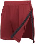 Deyeek Men's Snap Tear Away Shorts Athletic Breakaway Shorts Adaptive Post Hip Knee Surgery Recovery Shorts with Pockets, Wine Red, Large