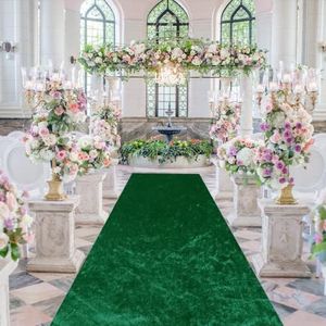 FUHSY Emerald Green Aisle Runners for Weddings for Outdoor Wedding 4x20 FT Bride Aisle Runner for Ceremony Velvet Carpet Rug Runner for Grass Outdoor Beach Moss Aisle Runway Party Decorations