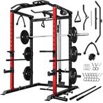 GOIMU C1-V4 Power Cage, 2000LBS Squat Rack with LAT Pulldown, Multi-Function Weight Cage Strength Training Machine, Workout Cage with More Attachments for Home Gym (70LB Home Gym Package RD)